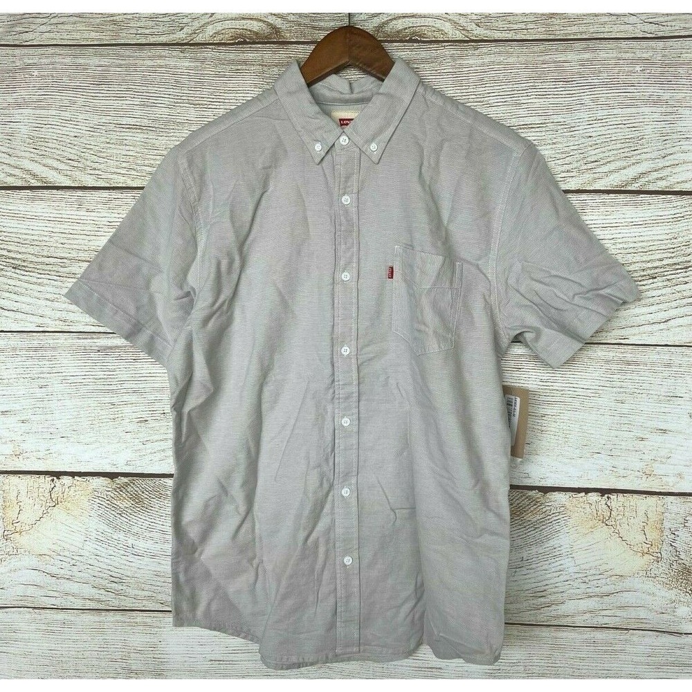 Levi's Shirt Mens Size Small Grey Textured Rowley Lightweight Button Down New